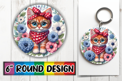 Blissful Keychain Round PNG Style, Cute Animals Product Image 1