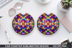 Flower Car coaster sublimation, Summer Coaster PNG Design Product Image 1