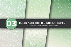 Green Sage Glitter Digital Paper Product Image 1