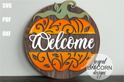 Floral Pumpkin Welcome Sign SVG | Pumpkin Monogram Sign SVG Product Image 1