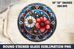 Round Stained Glass Sublimation PNG | Sublimation Design Product Image 1
