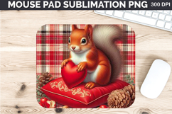 Watercolor Squirrel Mouse Pad Sublimation - Valentines PNG Product Image 1