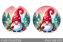 Christmas Gnome Car Coaster. Christmas Car Coaster Design Product Image 1