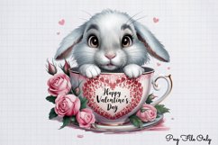 Valentines Day Bunny Cups Clipart PNG Product Image 1