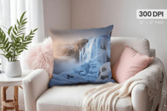 Winter Christmas Wonderland PNG Pillow, Winter Pillow Design Product Image 1