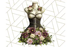Couture Floral Dress Form PNG Clipart, Vintage Style Flowers Product Image 5