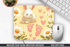 Bunny Mouse Pad Sublimation, Easter Bunny Mouse Pad PNG Product Image 1