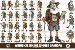 Whimsical Hiking Summer Grandpa Clipart Product Image 1