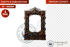 Autumn clipart Harvest of Haunts Halloween Gothic Frame PNG Product Image 1