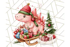 Christmas Dinosaur PNG Clipart, Cute Dino Holiday Art Png Product Image 5