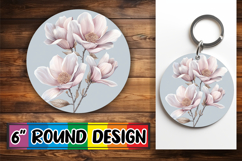 Creative Round Design Keychain Artwork , Beauty Flower Product Image 1
