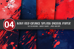 Navy Red Grunge Splash Digital Paper Product Image 1