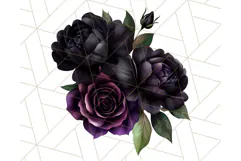 Gothic Floral PNG, Dark Aesthetic Flowers Clipart Print Product Image 5