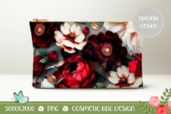 Red Flowers Cosmetic Bag PNG, Floral Cosmetic Bag Design Product Image 1