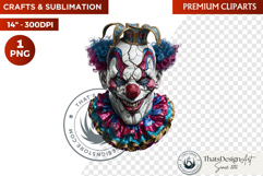 Horrific Evil Clown Clipart - Halloween Creepy Circus PNG Product Image 1