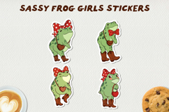 Sassy Frog Girls Stickers PNG Cute Kawaii Frog Clipart Product Image 1