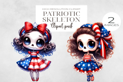Funny Cute Patriotic USA Skeleton Clipart PNG. Product Image 1