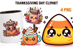 Cute Kawaii Thanksgiving Clipart | Fall Pumpkin Turkey PNG Product Image 1