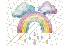 Watercolor Dinosaur and Rainbow PNG Clipart, Baby Nursery Product Image 5