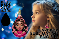 Whimsical TEARDROP Earrings Gift PNG, Afro Girl Product Image 1
