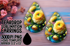 Trendy Teardrop Earrings Design PNG Art , Flowers Product Image 1