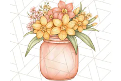Flowers in Glass Jars PNG, Rustic Floral Watercolor Clipart Product Image 5