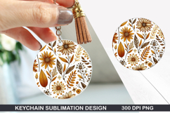 Flower Keychain Sublimation - Autumn Keychain PNG Design Product Image 1
