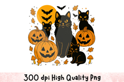 Spooky Cats Clipart Sublimation PNG | Halloween Png Product Image 1