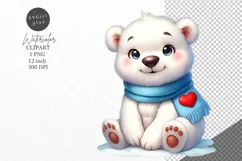 Christmas clipart, Polar bear clipart, Winter clipart Product Image 1