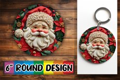 Winter 3D Santa Claus Keychain Round Design PNG Product Image 1