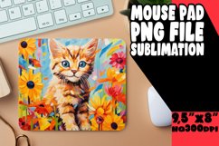 Cute Floral Kitty Mouse Pad for Print PNG Product Image 1