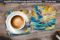 Dove Coaster Sublimation, Summer Coaster PNG Design Product Image 1
