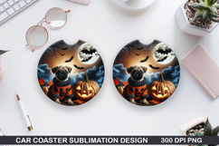 Halloween Dog Car Coaster Sublimation| Halloween Coaster PNG Product Image 1