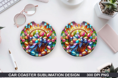Bright Egg Car coaster sublimation, Easter Coaster PNG Product Image 1
