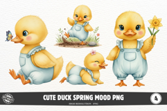 Cute Duck Spring Mood PNG Product Image 1