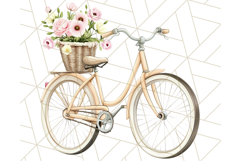 Bicycle with Flowers PNG, Pastel Spring Floral Bike Clipart Product Image 5