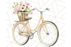 Bicycle with Flowers PNG, Pastel Spring Floral Bike Clipart Product Image 5