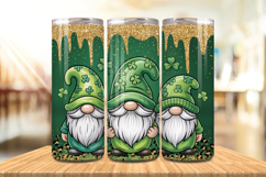 Three Gnomes Leprechaun Hats Tumbler Wrap PNG Sublimation De Product Image 1