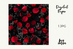 Red Rose Petals Seamless Pattern Black Lace Dark Romance Product Image 2