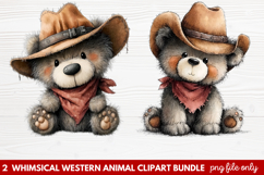2 Whimsical Western Animal Clipart | Cute Cowboy Animals PNG Product Image 1
