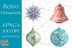 Retro Ornament Clipart PNG, Vintage Christmas Clip Art Product Image 1
