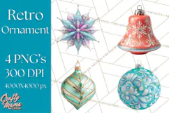 Retro Ornament Clipart PNG, Vintage Christmas Clip Art Product Image 1