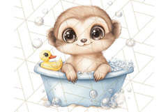 Safari Animal Babies in Bubble Baths, Cute Jungle Animal PNG Product Image 5