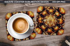 Pumpkin Coaster Sublimation, Halloween Coaster PNG Design Product Image 1
