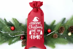 Christmas Wine Bag Quotes SVG | One Sip At A Time Product Image 3