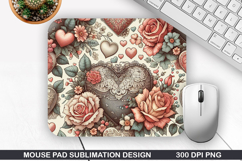 Flower Mouse Pad, Valentine Mouse Pad PNG Design Product Image 1