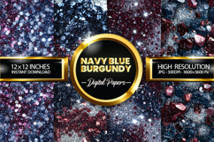 Navy Blue Burgundy Digital Papers - 04 variations Product Image 1