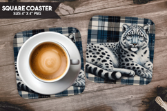 Cute Tiger, Animal coaster, Buffalo Plaid Square Coaster PNG Product Image 1