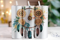 Sunflower Dream Catcher Tumbler Wrap | Sublimation | Tumbler Product Image 1