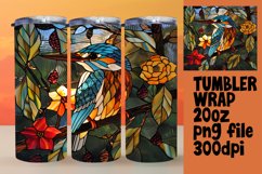Vibrant Birds Stained Glass Design Tumbler Wrap Product Image 1